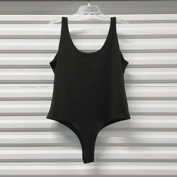 Adreamly Tank Top Bodysuit Women's Plus Size XXL Black Scoop Neck Stretch - Picture 6 of 9